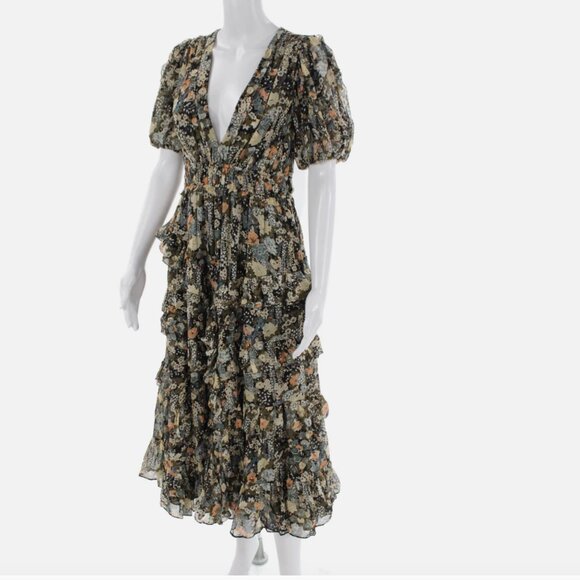 Ulla Johnson NWOT Aliya  Night Garden Floral Silk Dress US 2 - Picture 9 of 12